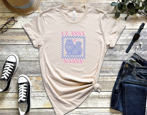 Classy and Sassy Cat Shirt, Vintage Cat Shirt, Women's Cat Shirt, Birthday Gift Shirt, Cute Cats Shirt, Funny Kitten Shirt, Sassy Cats